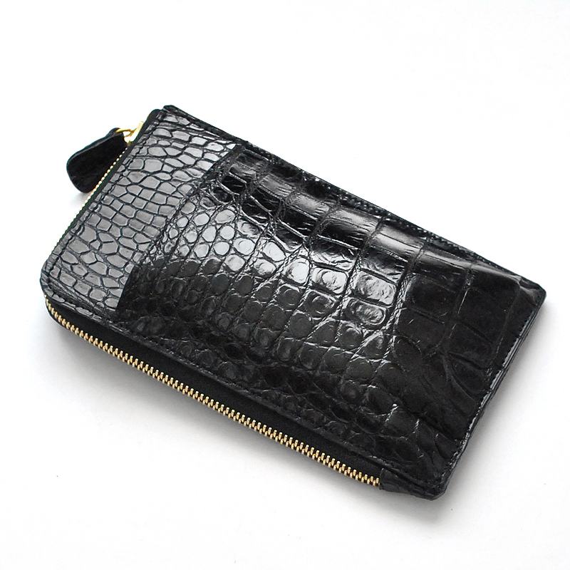 【18mm/未使用】ユニバーサル ジュネーブ クロコダイルレザー 黒 スマホポーチ ショルダーバッグ 日本製 クロコダイル スティングレイ