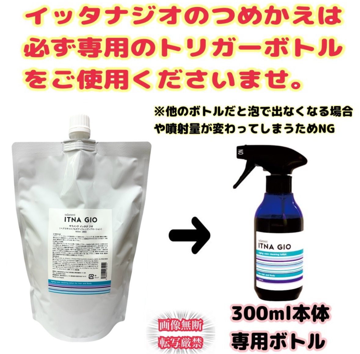 【公式ショップ】サラメンテ イッタナジオ 900ml つめかえ用 【2024年ベストコスメ】ヘアスキャルプ＆ボディ クレンジングローション 白髪  抜け毛 臭い