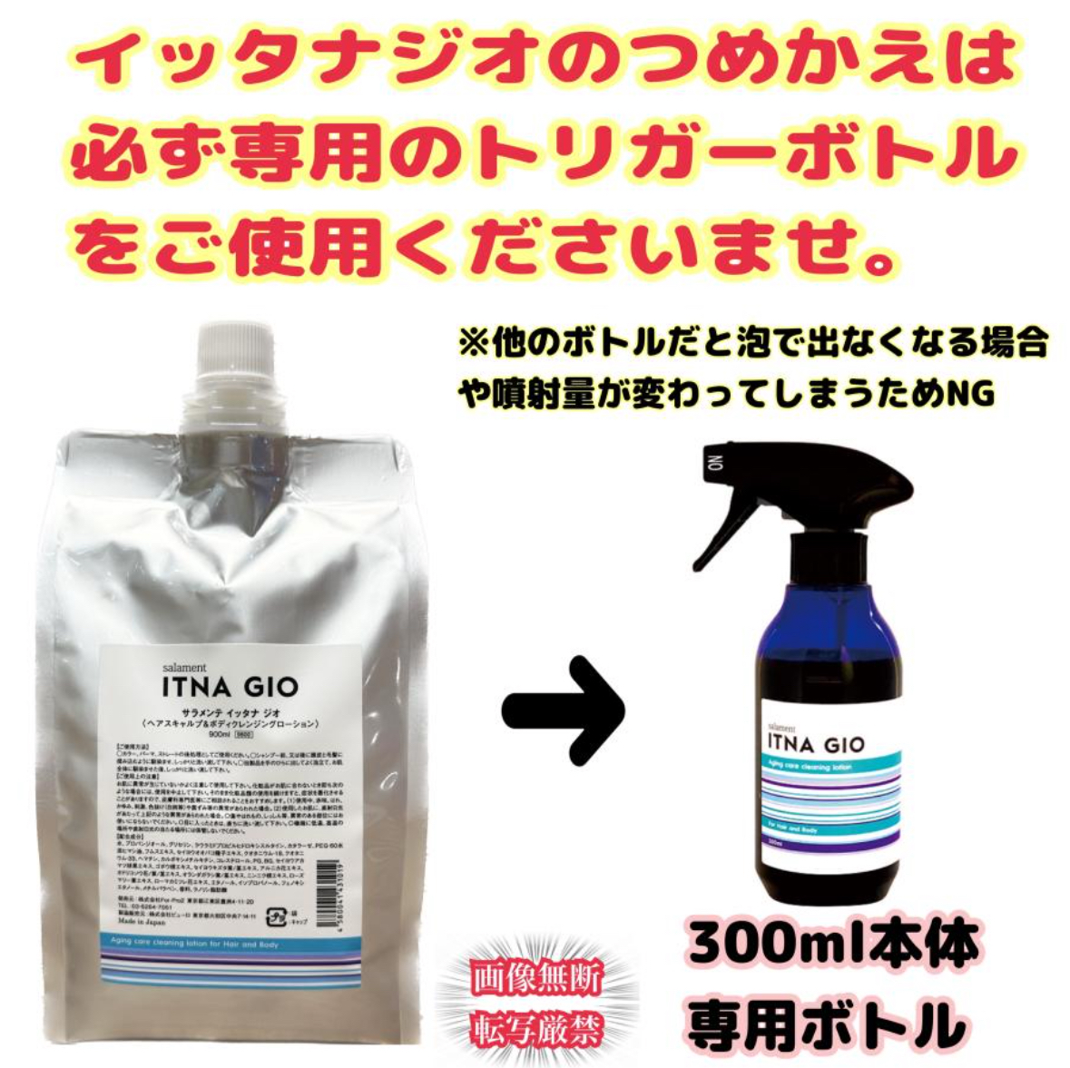 【公式ショップ】サラメンテ イッタナジオ 900ml つめかえ用 【2024年ベストコスメ】ヘアスキャルプ＆ボディ クレンジングローション 白髪  抜け毛 臭い