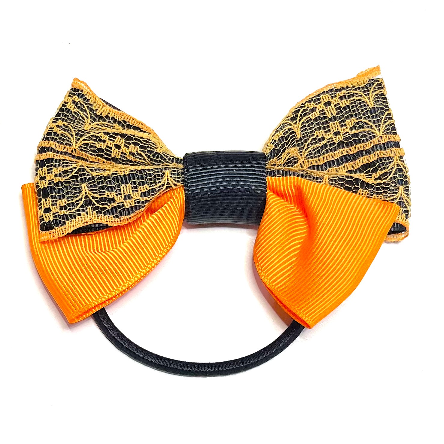 ハロウィンリボンヘアゴムNo.18☆ファブリック☆シフォンリボン