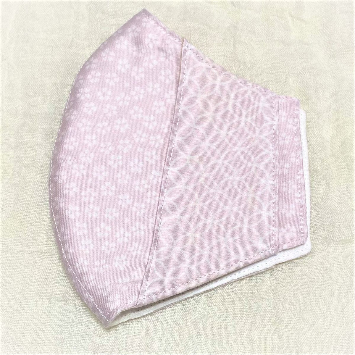 オーガニックコットンシルク／大人用マスクM小花ピンクイエロー花粉症