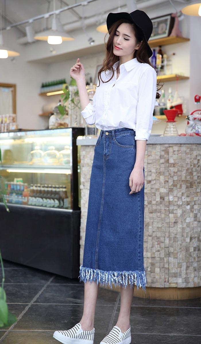 超人気スカート レディース デニムスカート 3年保証 ふさ飾り フリ Aライン スカート フェミニン