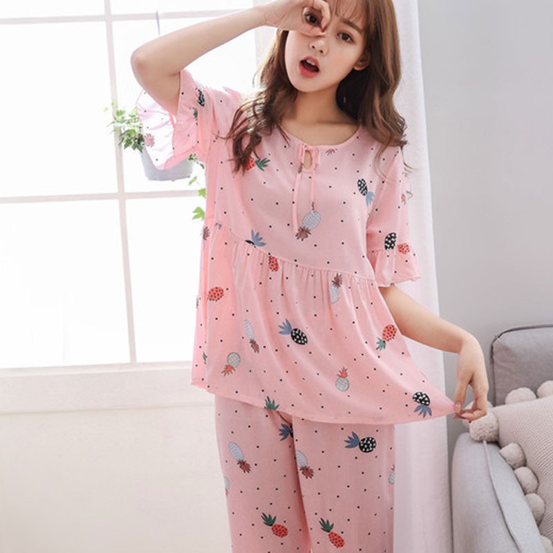 パジャマ ルームウェア レディース 半袖 夏 花柄 綿 上下セット ナイトウェア 薄手 長ズボン コットン 寝巻き 寝間着 部屋着 春 夏 M L Xl Xxl Pja309 Mm Shop 通販 Yahoo ショッピング