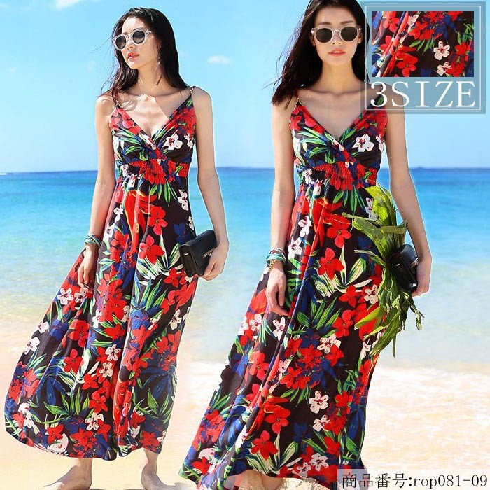 限定セット ワンピース リゾート レディース リゾートワンピース 花柄 ビーチワンピース ロング丈 ハワイワンピース 吊りワンピ ボヘミア ノースリーブ 肩出し 海 旅行 割引卸値 Ssl Daikyogo Or Jp