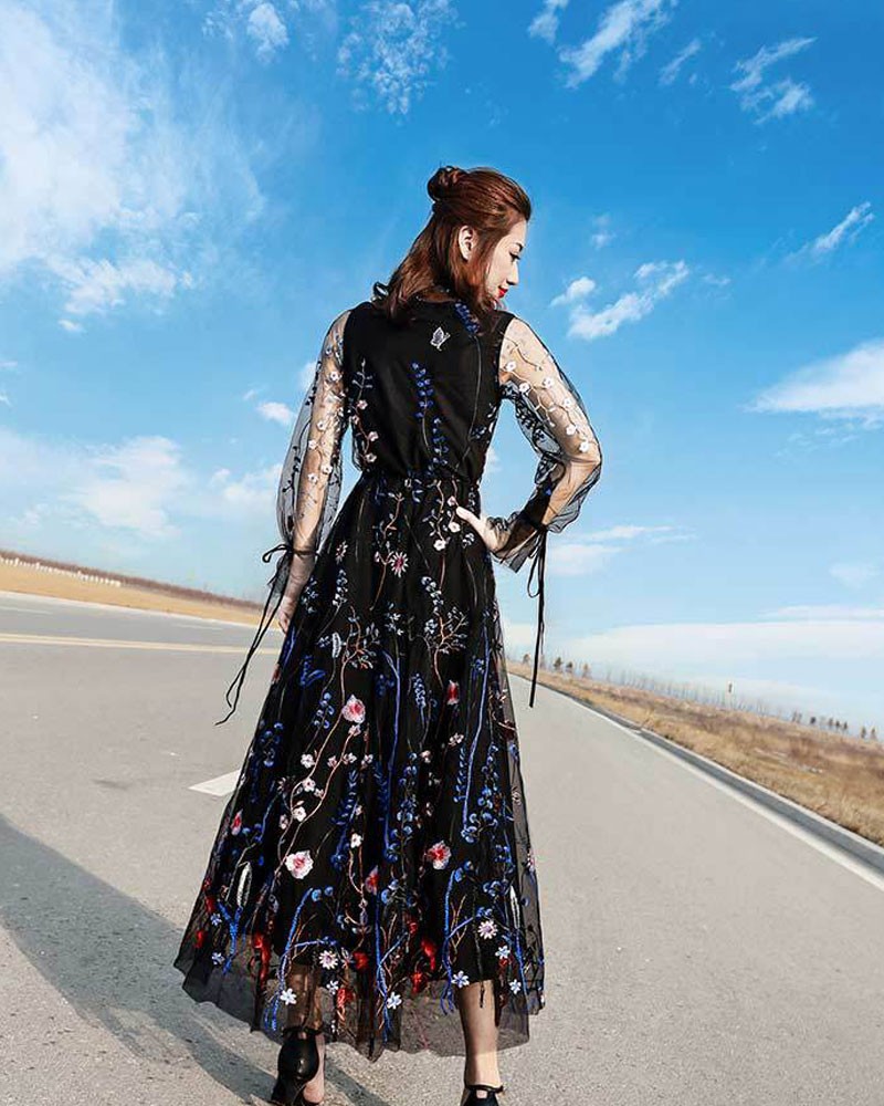 純正値下げ マキシ ワンピース リゾート レディース ハワイ ワンピース リゾートワンピ シフォン 花柄 ロング ビーチワンピース 刺繍 海 旅行 ボヘミア 大阪販売店 Ssl Daikyogo Or Jp