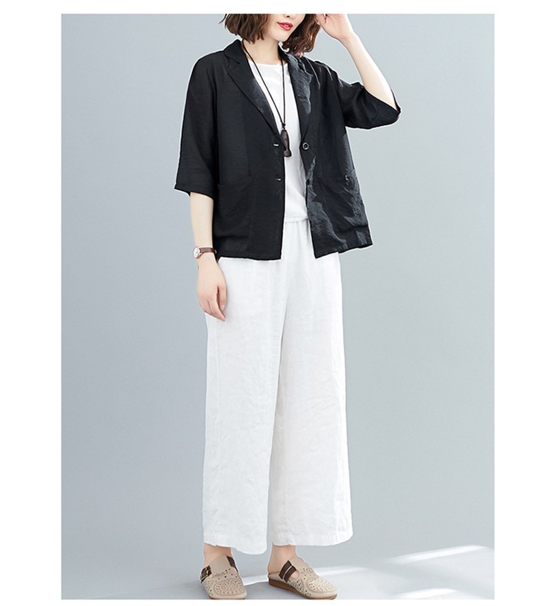 カーディガン シャツ レディース トップス ブラウス シャツブラウス 夏 折襟 5分袖 スーツコート 無地 40代 白 通学 カジュアル 黒 Xblo1649 Mm Shop 通販 Yahoo ショッピング