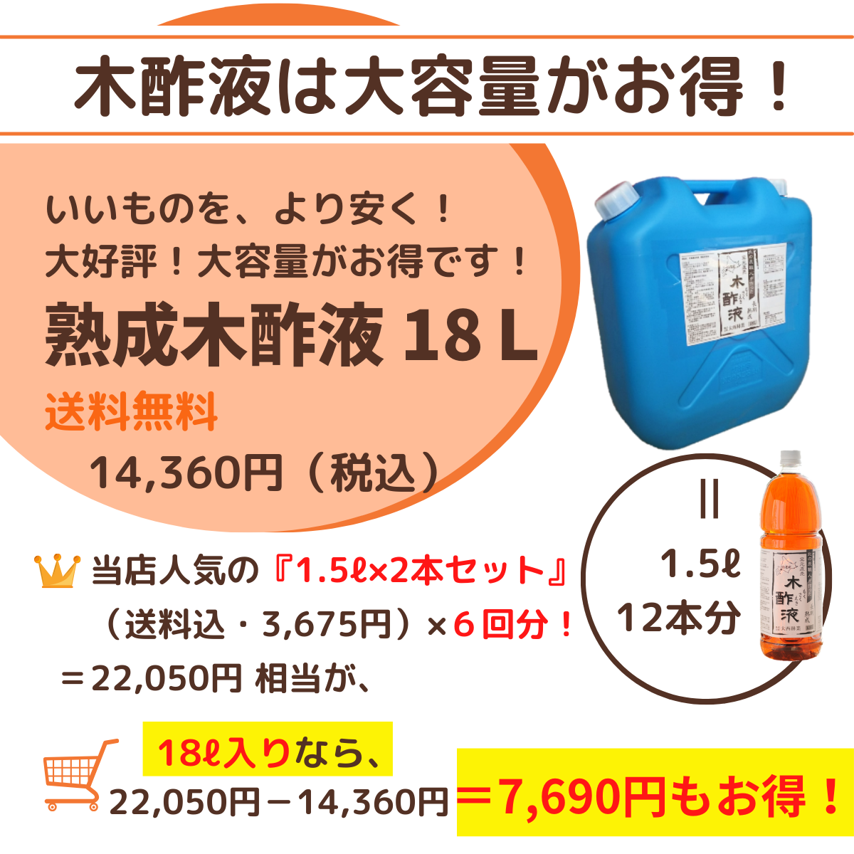 木酢液は大容量がお得！2本セット6回分 7690円もお得！！