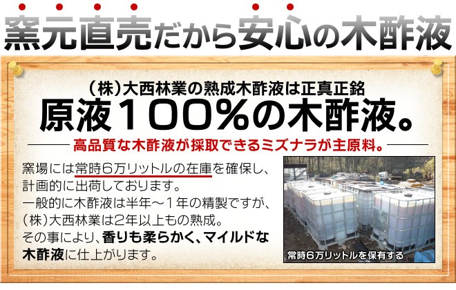 株 大西林業 熟成木酢液1 5ｌ ２本セット Mokusaku 2 2 木酢液の専門店 ならの木家 通販 Yahoo ショッピング