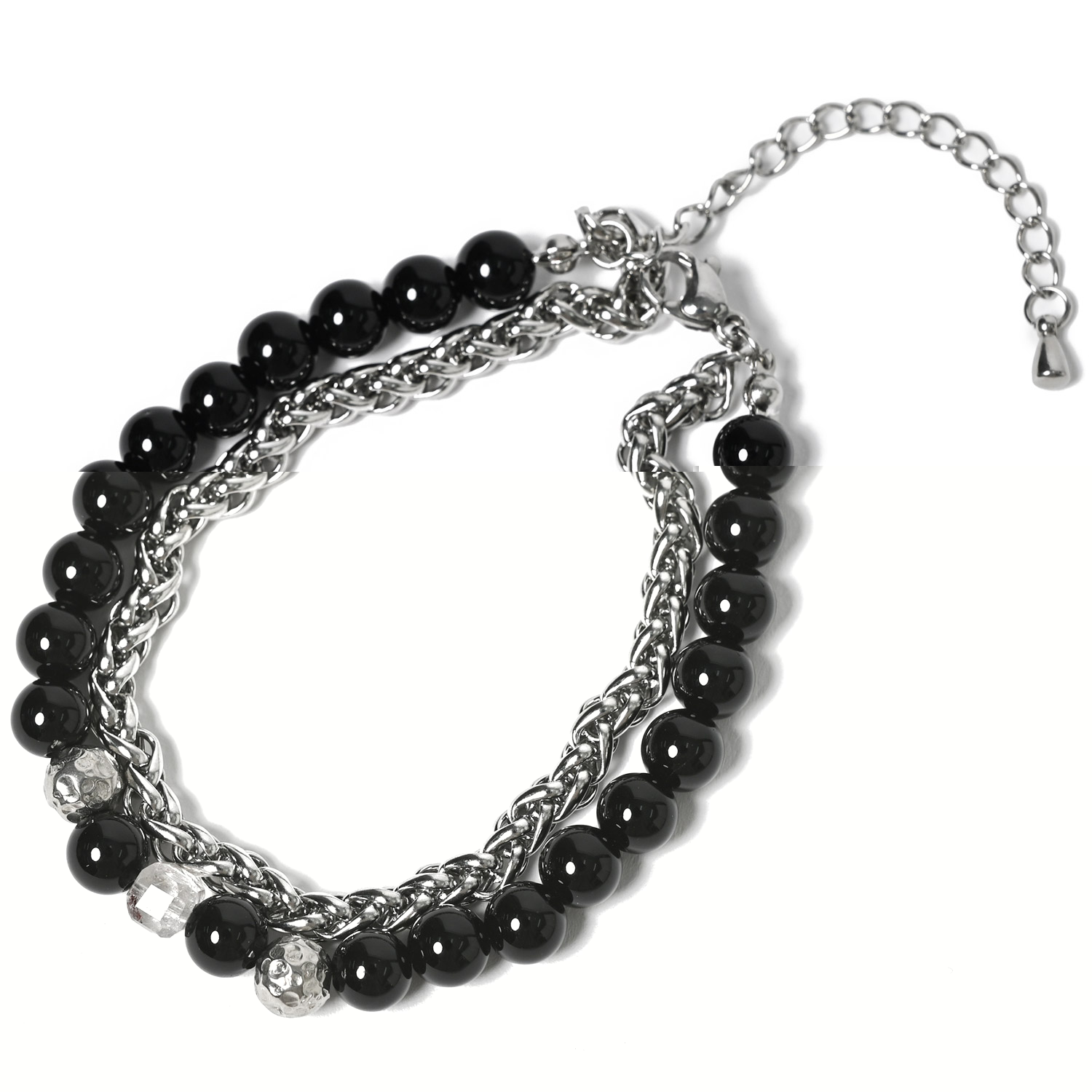 数珠 ブレスレット メンズ 天然石 チェーン つけっぱなし ペア