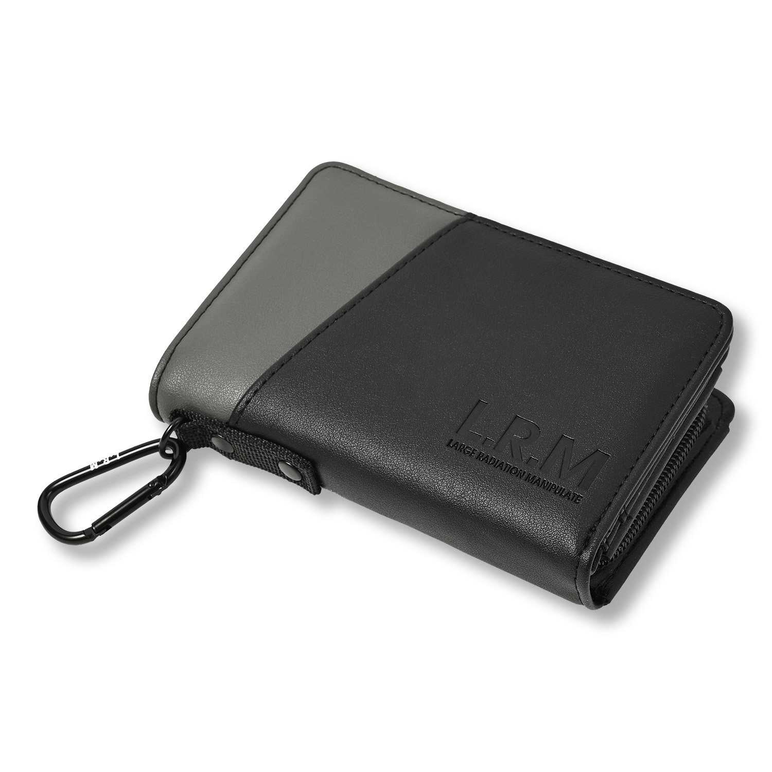 財布 メンズ 二つ折り コンパクト レザー 革 L字 ファスナー カラビナ