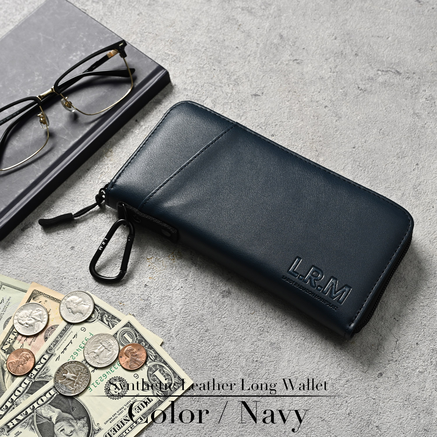 長財布 メンズ ラウンドファスナー 財布 大容量 レザー 革 カラビナ