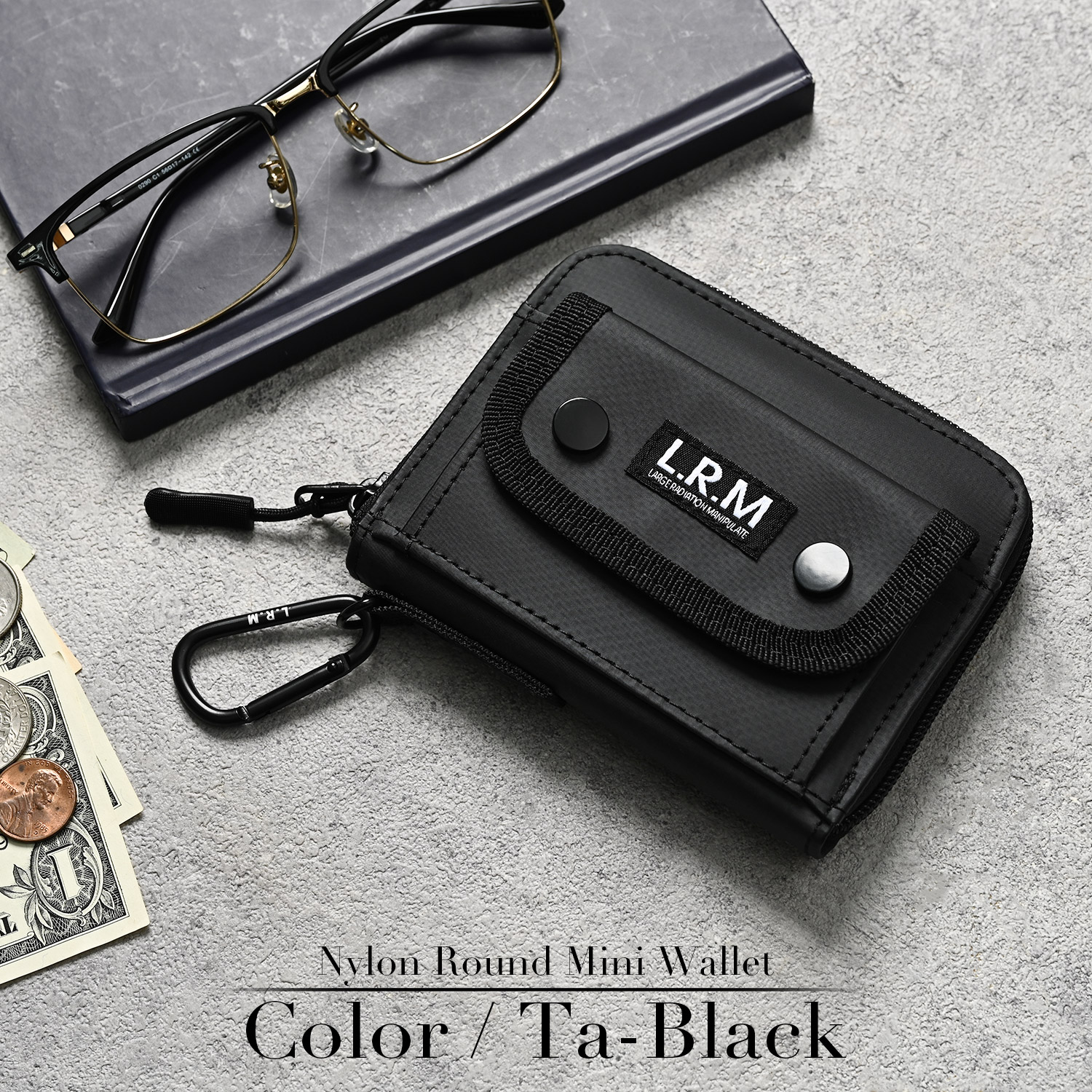 ミニ財布 メンズ 二つ折り 財布 コンパクト ラウンド ファスナー 撥水