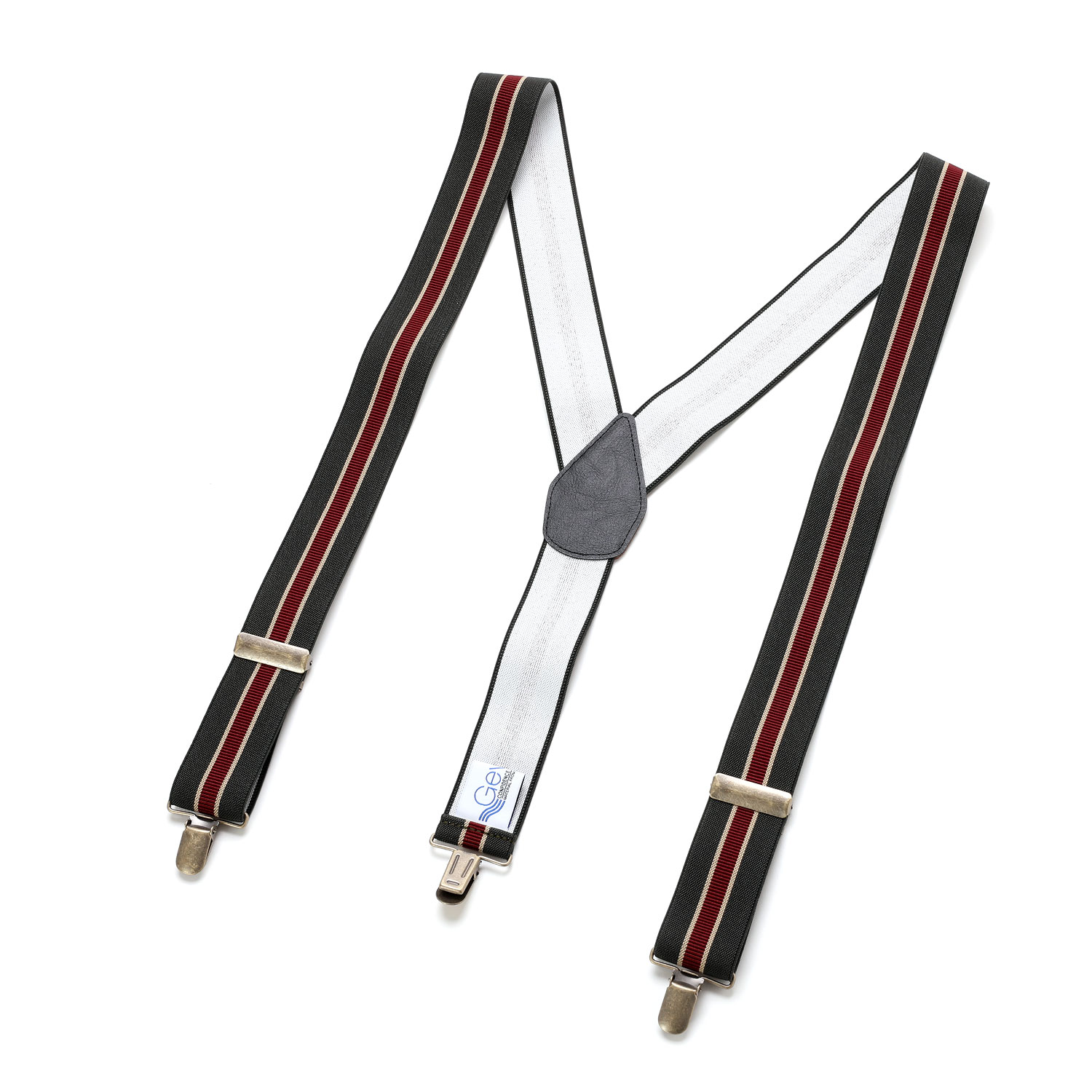 ゲバルト サスペンダー メンズ 35mm幅 Y型 幅広 ストライプ クリップ式