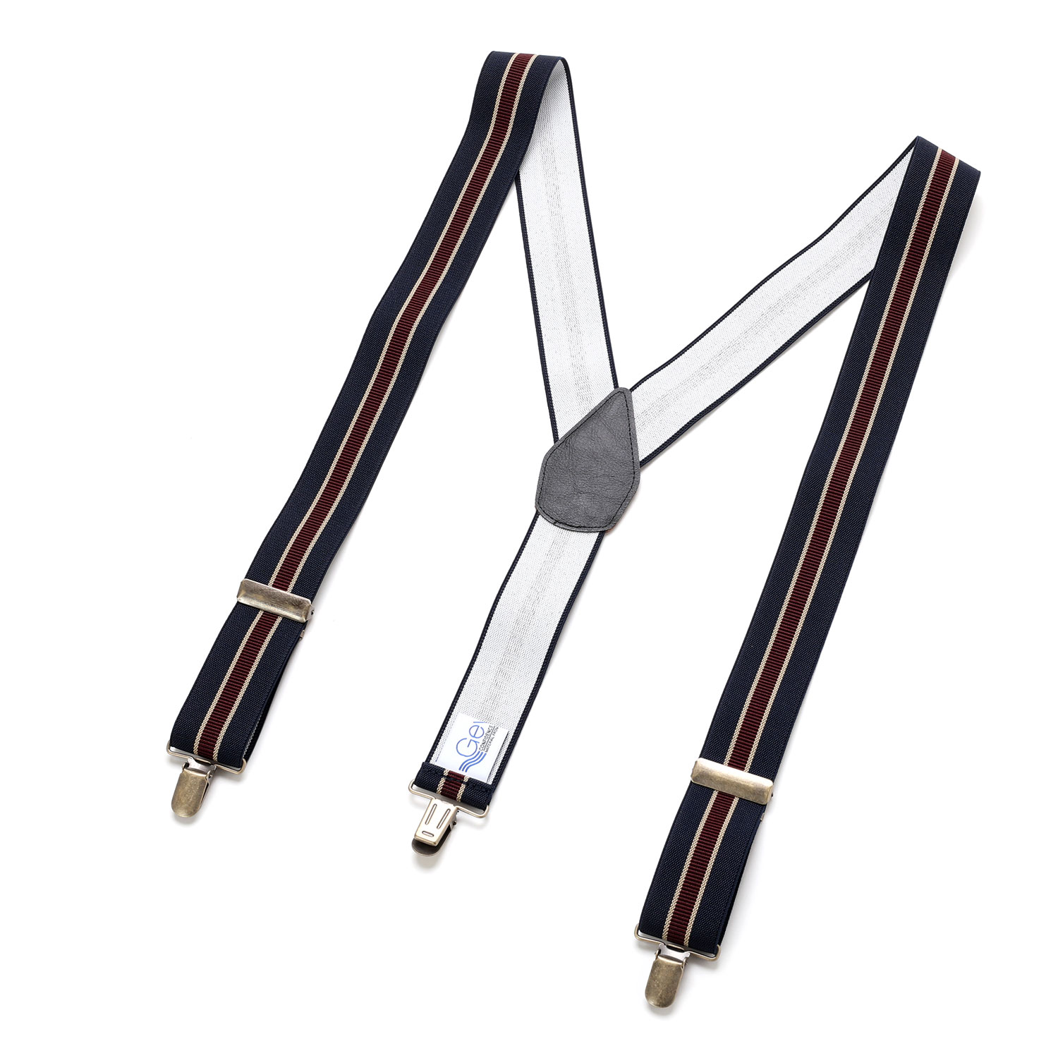 ゲバルト サスペンダー メンズ 35mm幅 Y型 幅広 ストライプ クリップ式