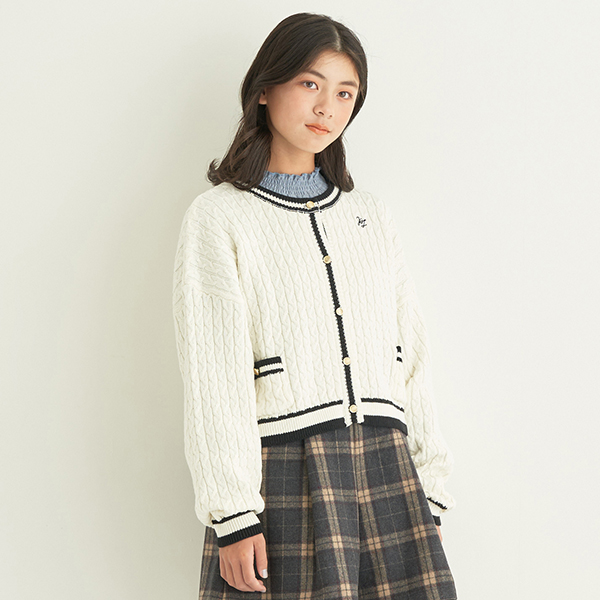 ポンポネットジュニア(pom ponette junior)トリミングカーディガン+  