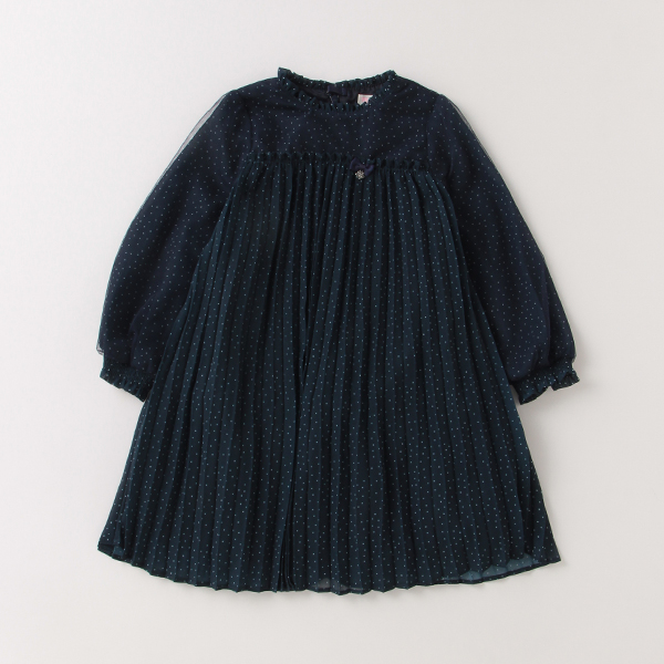 mezzo piano メゾピアノ(mezzo piano)シフォンドットプリーツ