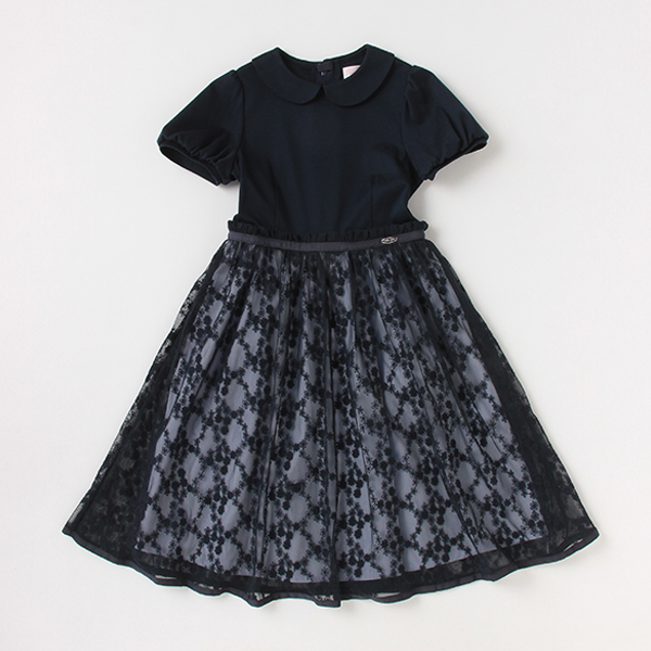 手数料安い メゾピアノ Mezzo Piano 衿つき花レースドッキングワンピース 輝く高品質な Kuljic Com