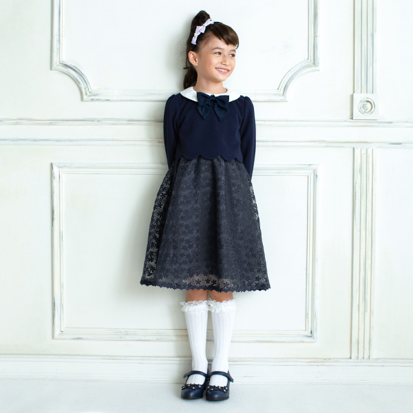 mezzo piano メゾピアノ(mezzo piano)衿つきスカラップレース  