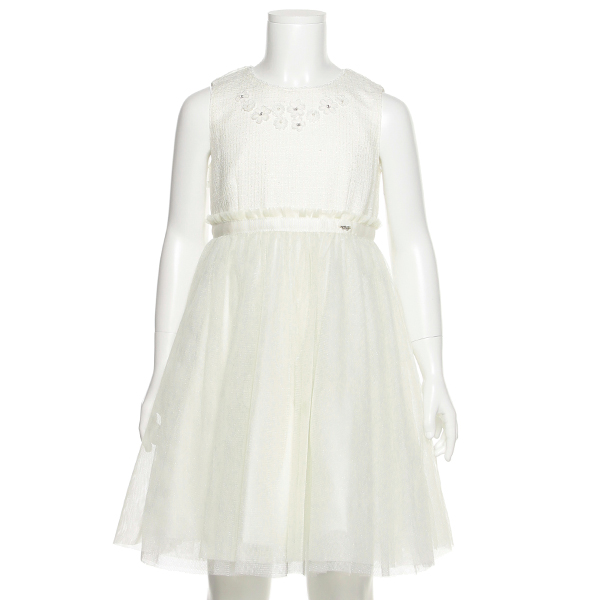 mezzo piano メゾピアノ(mezzo piano)ツィード×チュールワンピース