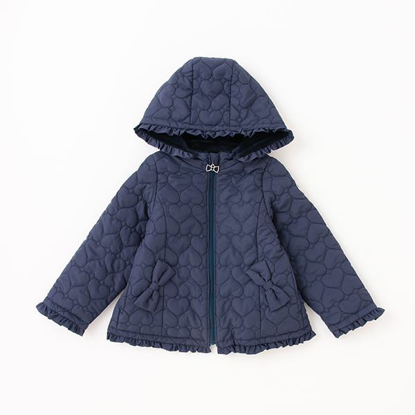 mezzo piano メゾピアノ(mezzo piano)ハートキルト ジップパーカ