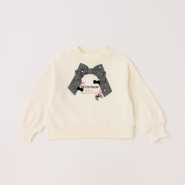 メゾピアノ チェックリボン　トレーナー　140 mezzo piano トレーナー チェックリボン キッズ 子供服 女の子