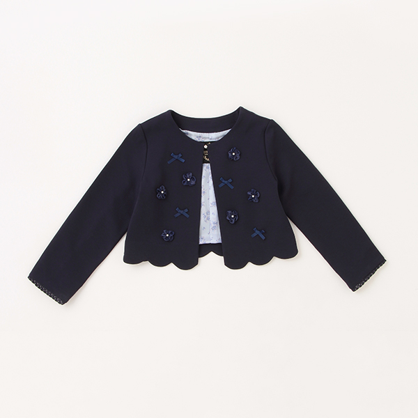 mezzo piano メゾピアノ(mezzo piano)花モチーフ裾スカラップ