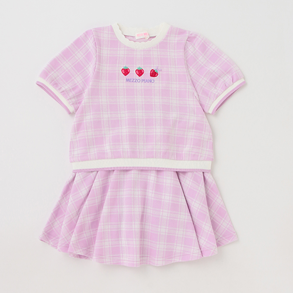 mezzo piano メゾピアノ(mezzo piano)チェックジャガード セットアップ