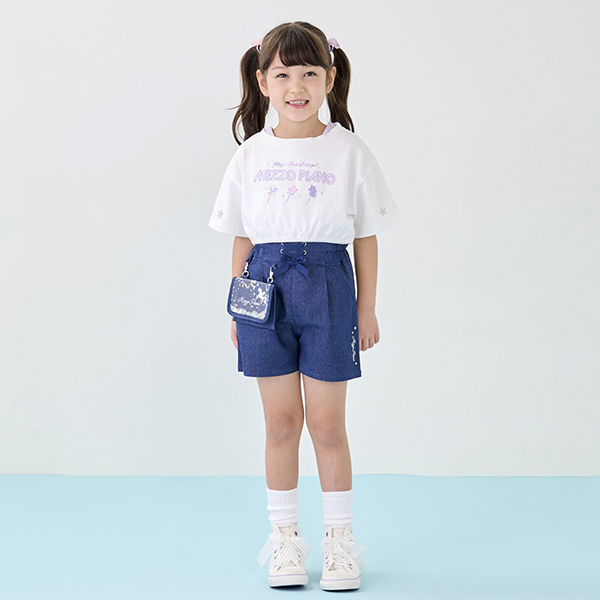 「かわいい～！」 メゾピアノ新品140 シェルTシャツグラデーション ショートパンツ トップス