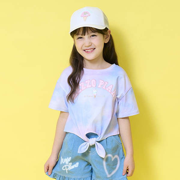 メゾピアノ(mezzo piano)タイダイ 前絞り カレッジロゴTシャツ【50 