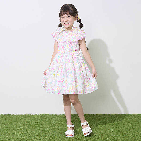 メゾピアノ(mezzo piano)水彩花柄 ワンピース【30％OFF】【SALE  