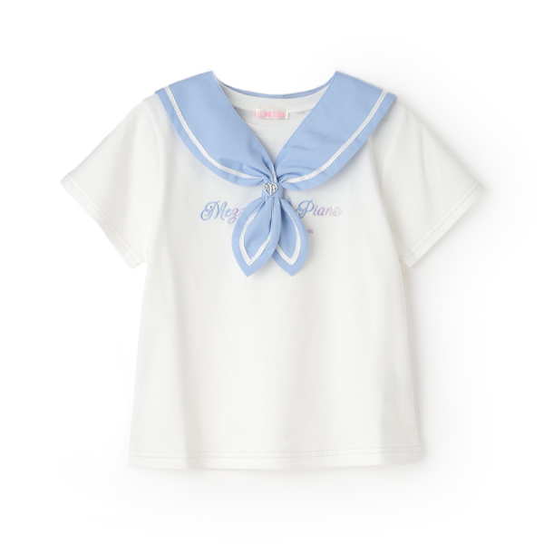メゾピアノ　100 半袖　tシャツ　7点 セーラーカラー 半袖Tシャツ(110cm ブルー): キッズ - ナルミヤ