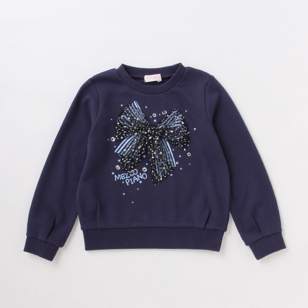 mezzo piano メゾピアノ(mezzo piano)☆リボン裏毛トレーナー【O_50