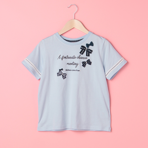 メゾピアノジュニア(mezzo piano junior)リボンモチーフTシャツ