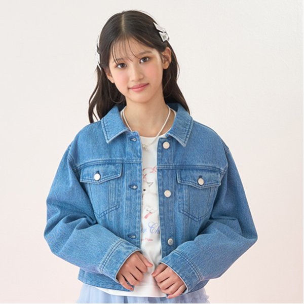 mezzo piano Junior リボン刺しゅうデニムジャケット【60％OFF