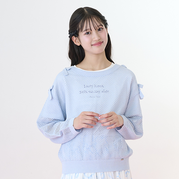 【匿名発送】希少 メゾピアノ メッシュ編み ニット トップス mezzo piano Junior（メゾピアノ ジュニア） メゾピアノジュニア(mezzo