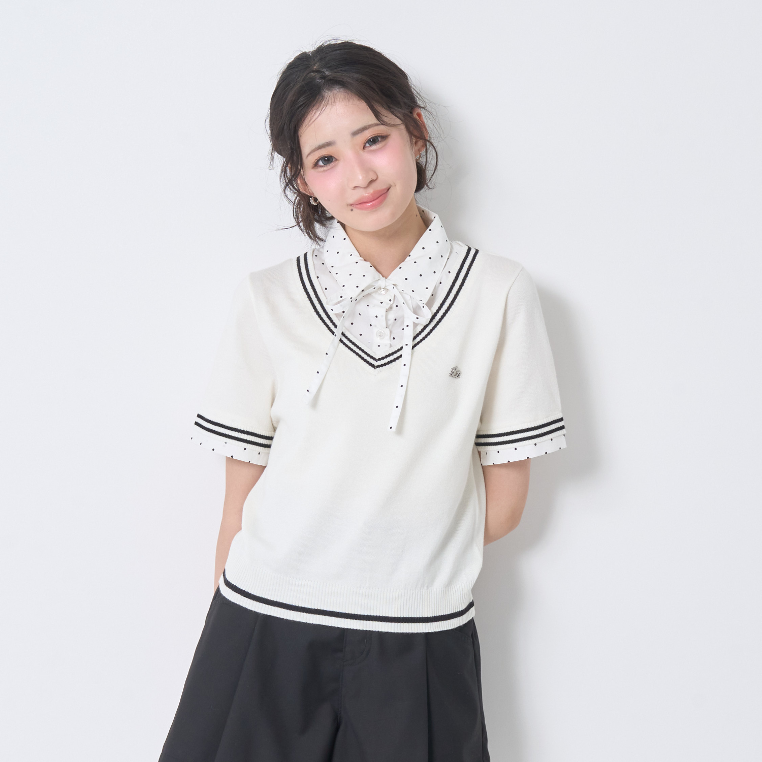 ❁ちっちさん専用ページ❁ おリボン参考にされて下さい⑅◡̈* オフホワイト ピンク LOVETOXIC ラブトキシック(Lovetoxic)【洗える】リボンタイつき