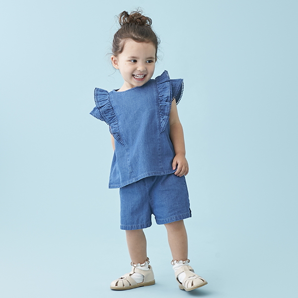 petit main プティマイン(petit main)【リンク】肩フリルセットアップ