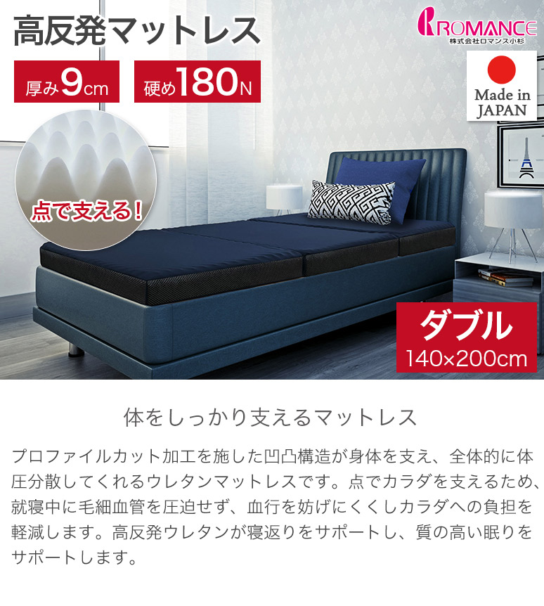 体圧分散 高反発 敷きふとん マットレス D ダブル 140×200×厚み9cm 3