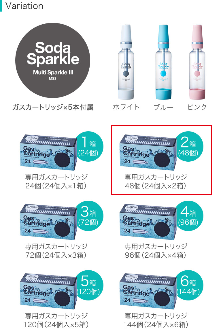 SodaSparkle ソーダスパークル 専用 ガスカートリッジ 純正品 48回分