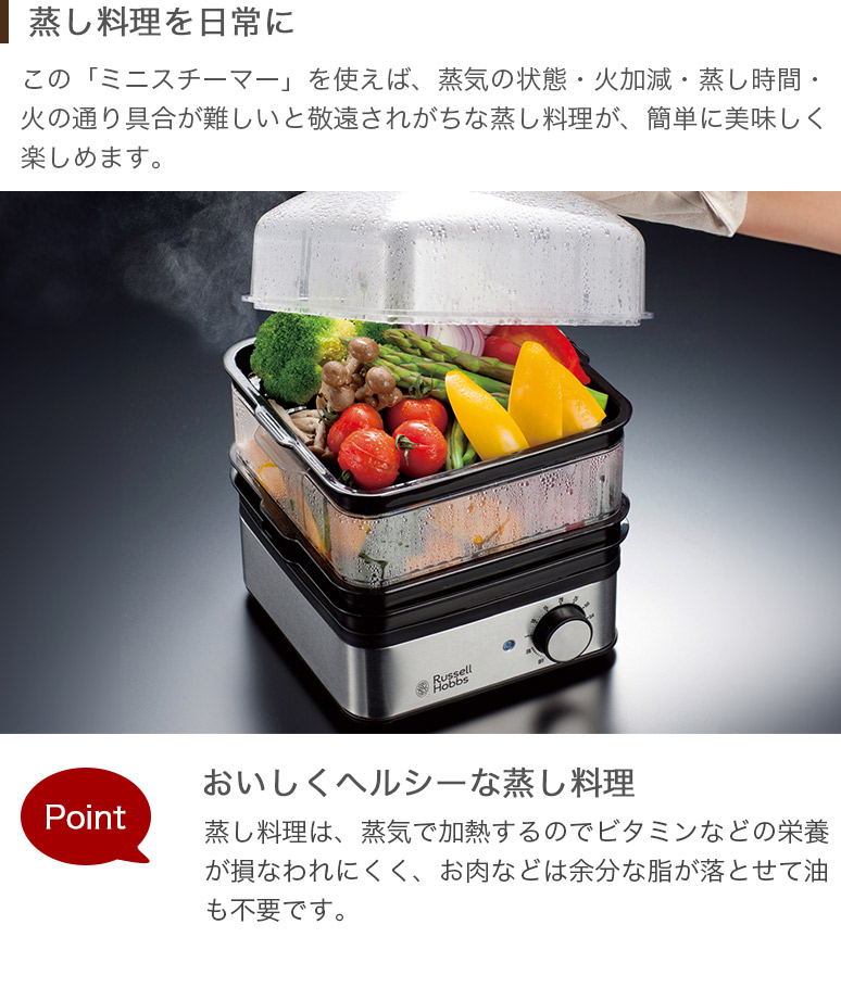 RUSSELL HOBBS（ラッセルホブス） 電気蒸し器 ミニスチーマー 2段式