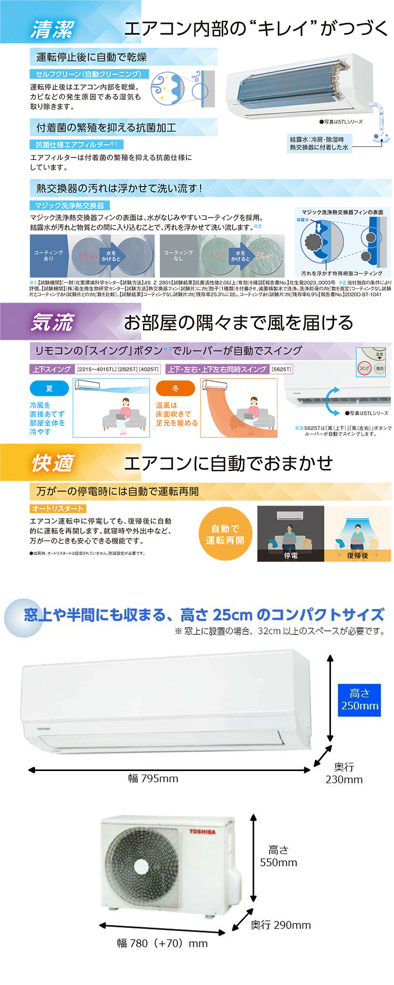 東芝エアコン TLシリーズ スタンダードモデル RAS-2515TL-W おもに8畳