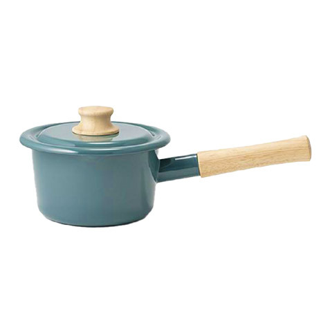 ミルクパン ホーロー 片手鍋 14cm フタ付き 木製ハンドル IH対応 CTN