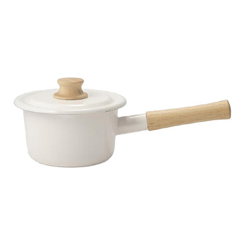 ミルクパン ホーロー 片手鍋 14cm フタ付き 木製ハンドル IH対応 CTN