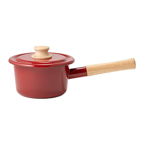 ミルクパン ホーロー 片手鍋 14cm フタ付き 木製ハンドル IH対応 CTN