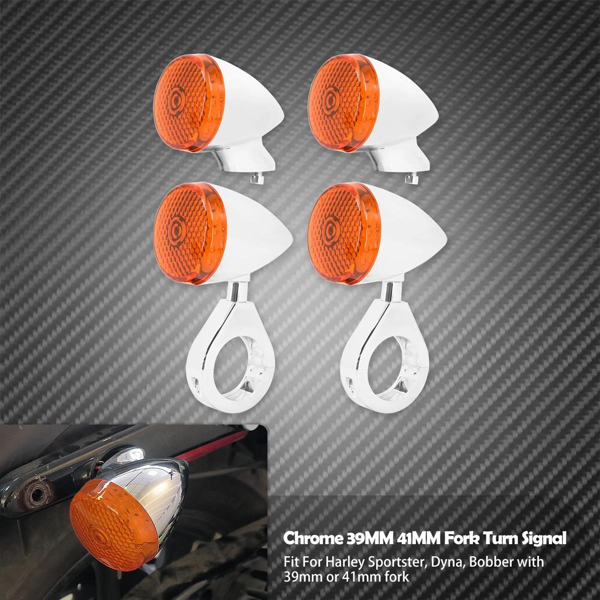 並行輸入品 バイク カスタム フロント 39mmledウィンカーインジケータライト移転フォークスポーツスター カスタムパーツ 部品 アクセサリーの画像
