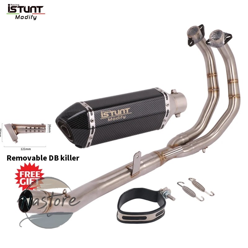 並行輸入品 バイク フロント マフラー カスタム フルシステム 排気エスケープ モト リンクパイプ スリップオン cbr400r cb400x 2013 2014 2015 部品の画像
