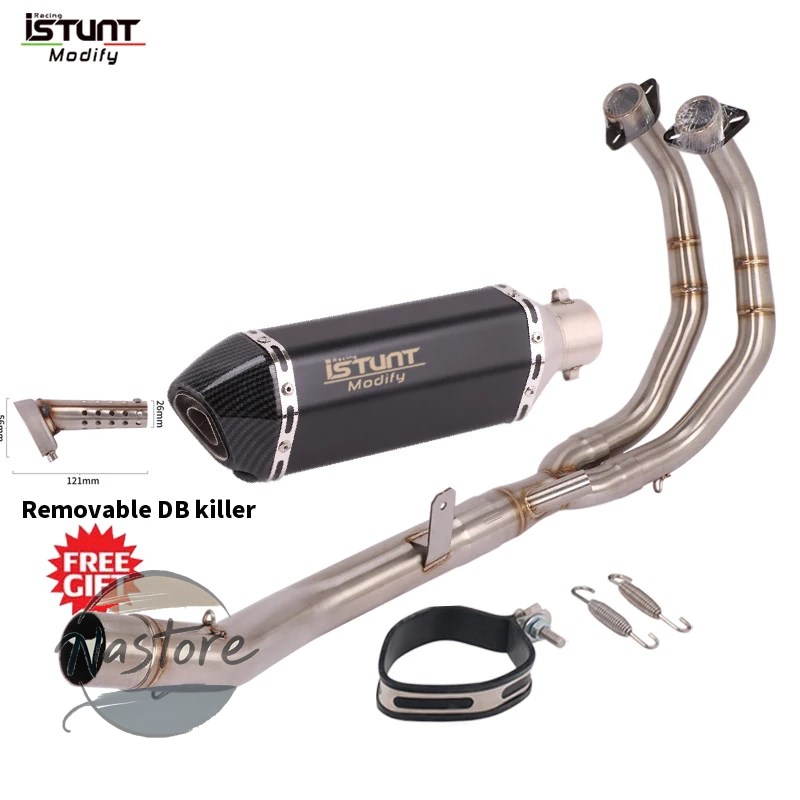 並行輸入品 バイク フロント マフラー カスタム フルシステム 排気エスケープ モト リンクパイプ スリップオン cbr400r cb400x 2013 2014 2015 部品の画像