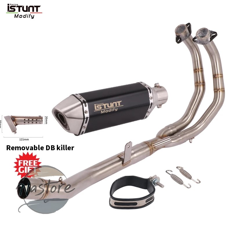 並行輸入品 バイク フロント マフラー カスタム フルシステム 排気エスケープ モト リンクパイプ スリップオン cbr400r cb400x 2013 2014 2015 部品の画像