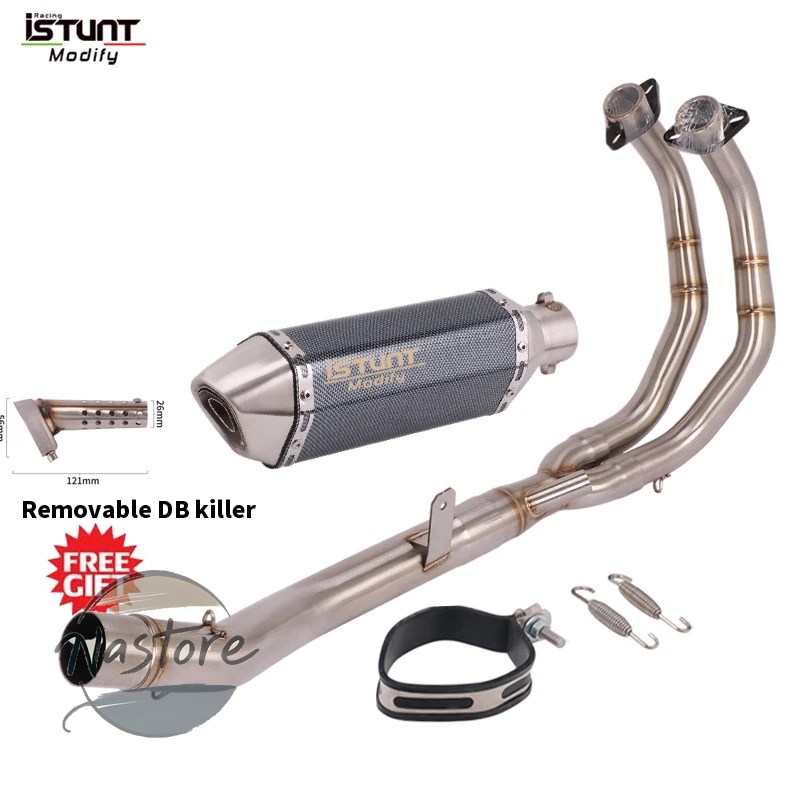 並行輸入品 バイク フロント マフラー カスタム フルシステム 排気エスケープ モト リンクパイプ スリップオン cbr400r cb400x 2013 2014 2015 部品の画像