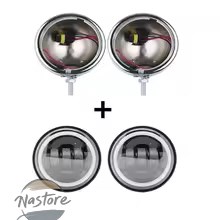 並行輸入品 バイク フォグランプ ヘッドライト クロームペア4.5インチ4 1 カスタムパーツ 部品 アクセサリー_6